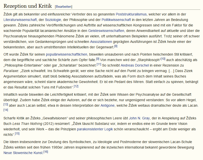 Kritik an Slavoj Žižek bei Wikipedia