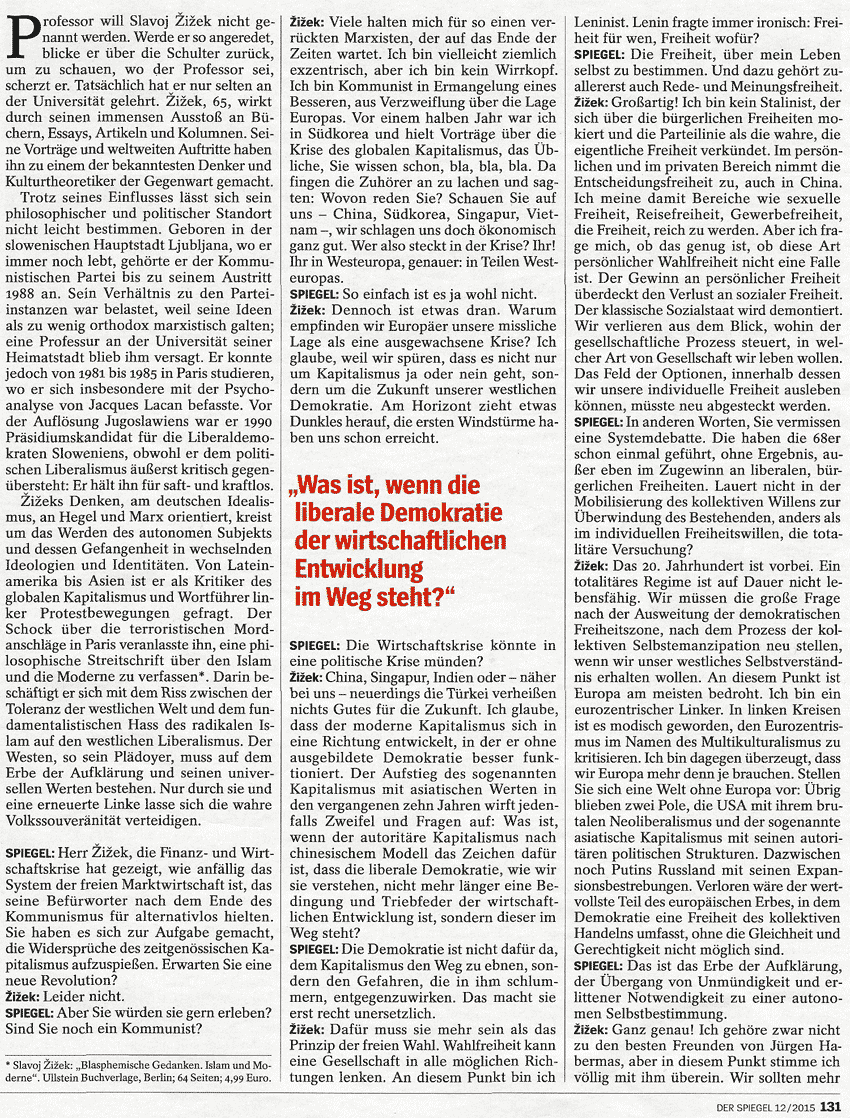 Slavoj Žižek - Spiegel-Artikel