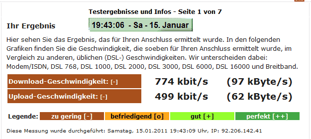 Geschwindigkeitsmessung Doppel-Flat 16000 von 1&1