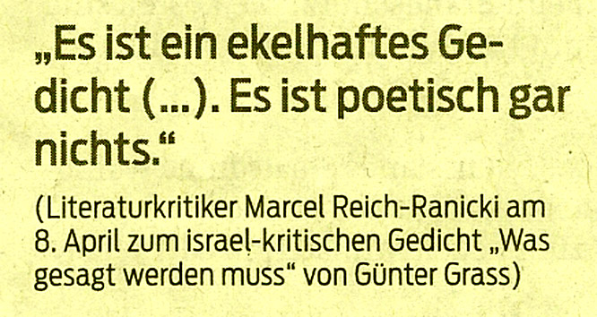 Reich Ranicki zum Gedicht von Grass