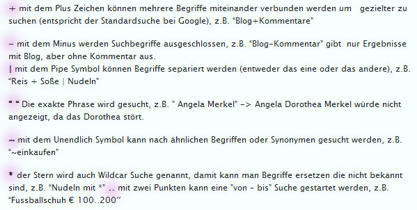 Suchoperatoren für Google