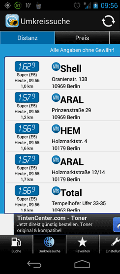 Benzinpreis am 18.10.2013