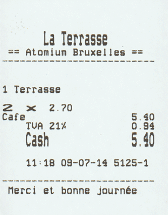 Kassenzettel Atomium
