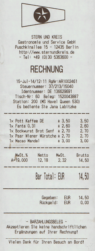 Rechnung Stern und Kreis